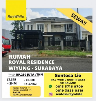 Sewa Rumah Royal Residence Wiyung Sby - Raya Luar Cluster - Garasi Carport 4 + Pagar #1