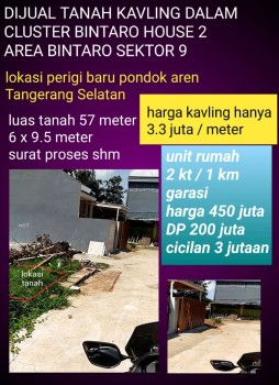 Dijual Tanah Kavling Dan Rumah Dalam Cluster Bintaro House 2 Area Bintaro Sektor 9 #1