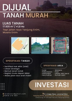Dijual Tanah Sumsel Tanjung Enim Seluas 1,8 Ha [for Sale] #1