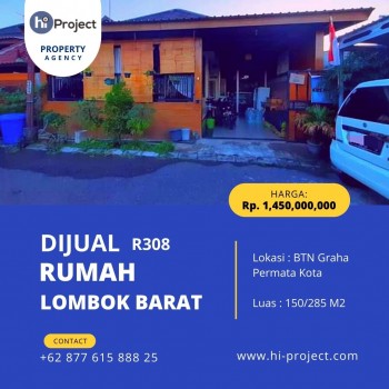 Rumah Btn Lombok Barat Type 150/285 M2 Di Perumahan Graha Permata Kota R308 #1