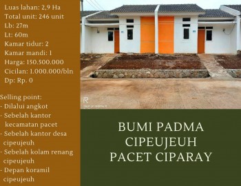Rumah Subsidi Perumahan Bumi Padma Ciparay Pacet Bandung Jawa Barat #1