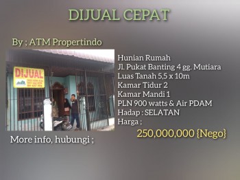 Dijual Cepat  Rumah Jl.pukat Banting 4 Gg.mutiara Medan #1