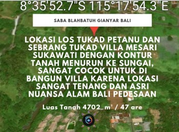 Dijual Tanah Murah Los Sungai Saba Blahbatuh Gianyar Bali #1