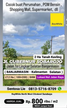 Dijual 2 Ha Tanah Kavling  Nol Jalan Raya Gubernur Soebardjo - Jalan Tol Lingkar Selatan - Banjarmasin - Kalimantan  Selatan - Cocok Buat Segala  Usaha #1