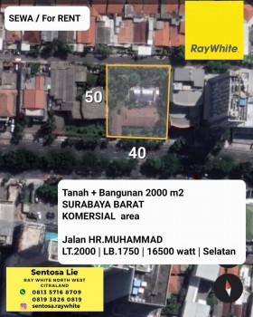 Disewakan 2000 M2 Tanah + Bangunan Nol Jalan Hr Muhammad Surabaya Barat Komersial Area Cocok Buat Segala Usaha #1