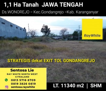 Dijual 1,1 Ha Tanah Ds.wonorejo - Kec.gondangrejo - Kab.karanganyar - Jawa Tengah Strategis Area Gudang Dekat Exit Toll Gondangrejo #1
