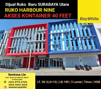 Dijual.ruko Surabaya Utara - Akses Kontainer 40 Feet - Harbour Nine - 3 Lantai - Strategis Dekat Tol Dupak, Tol Perak #1