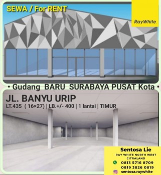 Disewakan 435 M2 Gudang Baru Surabaya Pusat Jalan Banyu Urip - Strategis Dekat Jalan Kedungdoro, Tidar, Pasar Kembang, Diponegoro #1
