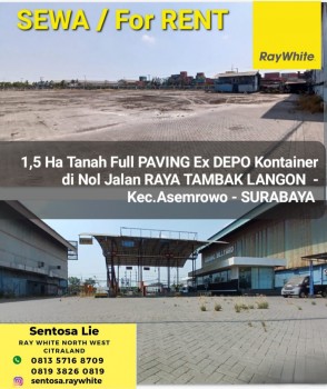 Disewakan 1,5 Ha Lahan Full Paving Ex Depo Container Di Raya Tambak Langon - Asemrowo - Surabaya - Full Paving - Strategis Lokasi #1
