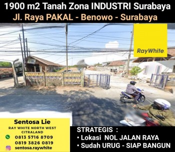 Dijual 1900 M2 Tanah Industri  Surabaya Di Jalan Raya Pakal - Dekat Jalan Raya Benowo -sudah Urug Siap Bangun Strategis Lokasi #1