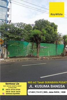 Dijual Tanah Surabaya Pusat Di Jl.kusuma Bangsa - Strategis Nol Jalan Raya - Komersial Area Cocok Buat Segala Usaha #1