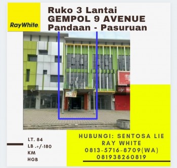 Dijual Ruko Gempol 9 Avenue Pandaan Pasuruan - Nol Jalan Raya - Parkiran Luas #1