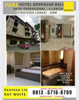 Dijual Hotel Denpasar Bali - Aktif Operasional - 45 K.tidur - Shm - Strategis Lokasi Pusat Kota #1