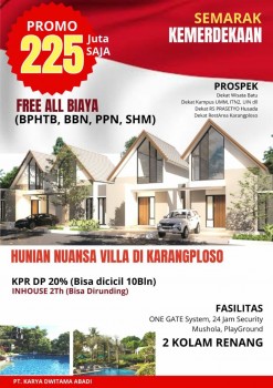 Dijual Rumah Modern Girimoyo Karangploso Malang Plus 2 Kolam Renang Outdoor Rp 200 Jutaan #1