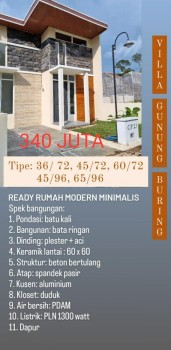 Dijual Rumah Modern Villa Gunung Buring Malang 340 Juta #1